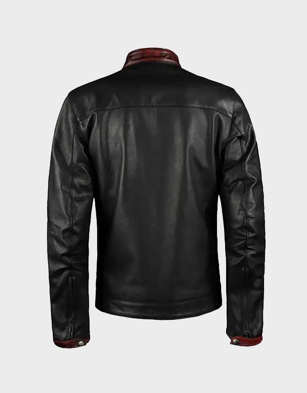 black & red biker leather jacket mens