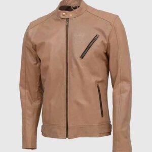 brown leather biker jacket