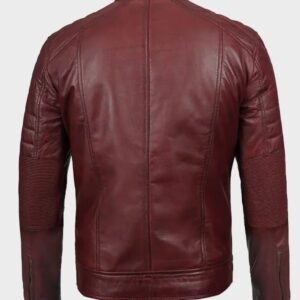 cafe maroon biker leather jacket