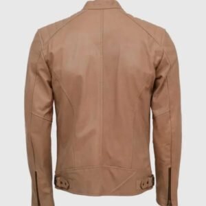 leather biker jacket brown