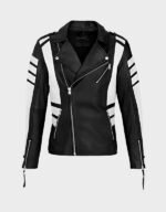 men black and white fashion biker jacket