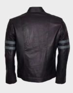 men genuine lambskin motorcycle leather jacket with striped