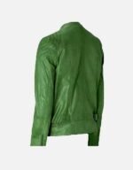 men green stylish biker lambskin leather jacket