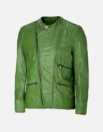 men green stylish lambskin leather jacket