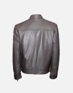 men vintage genuine lambskin grey biker retro jacket