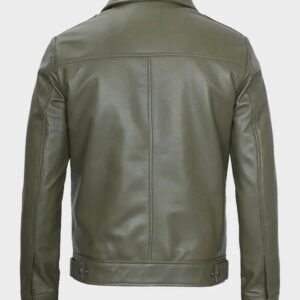 men military green leather jacket