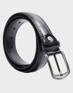 mens black plain leather belt