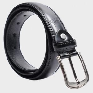 mens black plain leather belt