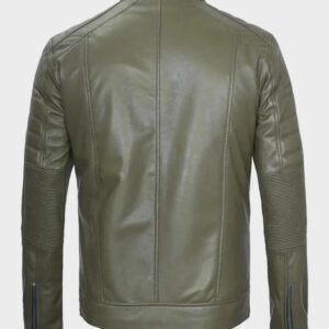 mens cafe racer leather jacket military green