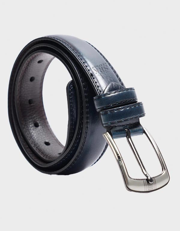 mens dark blue leather belt