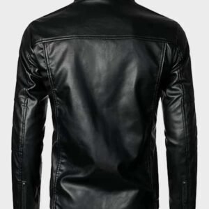 mens lightweight fashion motorcycle leather jacket black