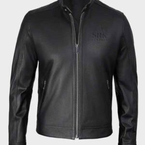 mens premium black cafe racer leather jacket