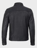 mens premium crocodile textured leather jacket black