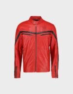 mens red biker leather jacket