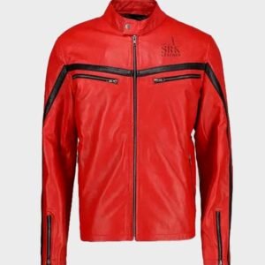 mens red biker leather jackets