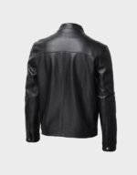 mens slim fit biker casual leather jacket black