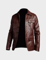 mens soft lambskin leather brown coat jacket