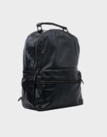 premium quilted black leather backpack