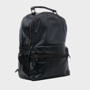 premium quilted black leather backpack