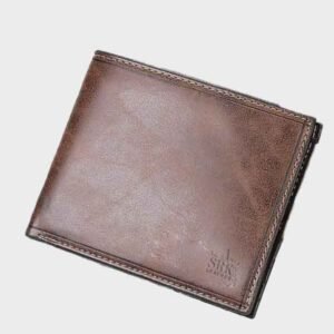 pure genuine brown leather wallet for men