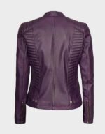 rachel womens purple moto leather jacket