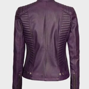 rachel womens purple moto leather jacket