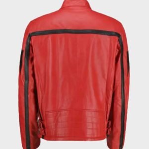 red biker leather jacket mens