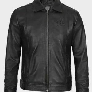 reeves mens shirt collar vintage black leather jacket