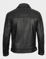 reeves mens shirt collar vintage leather black jacket