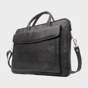 slim leather laptop black bag