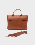 slim tan laptop leather bag