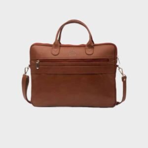 slim tan leather laptop bag