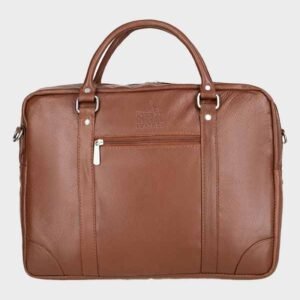 soft grain natural tan brown leather laptop bag