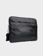 the sleek slim black leather laptop bag