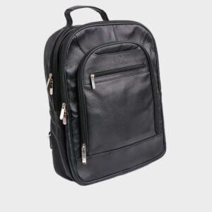 unisex classic black leather backpack