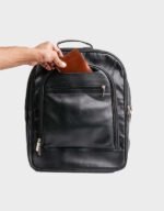 unisex classic leather backpack black