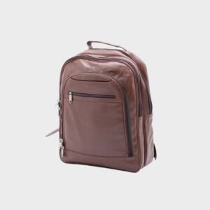 unisex classic tan leather backpack