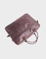 vintage mid night brown leather laptop bag