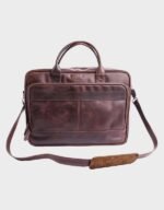 vintage midnight brown leather laptop bag