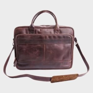 vintage midnight brown leather laptop bag