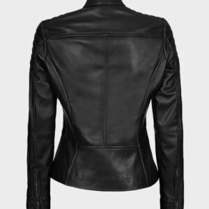 women black leather jacket