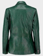 women classic 2 button lambskin leather blazer green