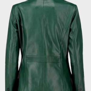 women classic 2 button lambskin leather blazer green