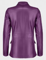 women classic 2 button lambskin leather blazer purple