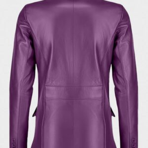 women classic 2 button lambskin leather blazer purple