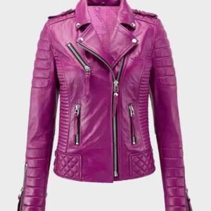 women genuine lambskin leather pink jacket