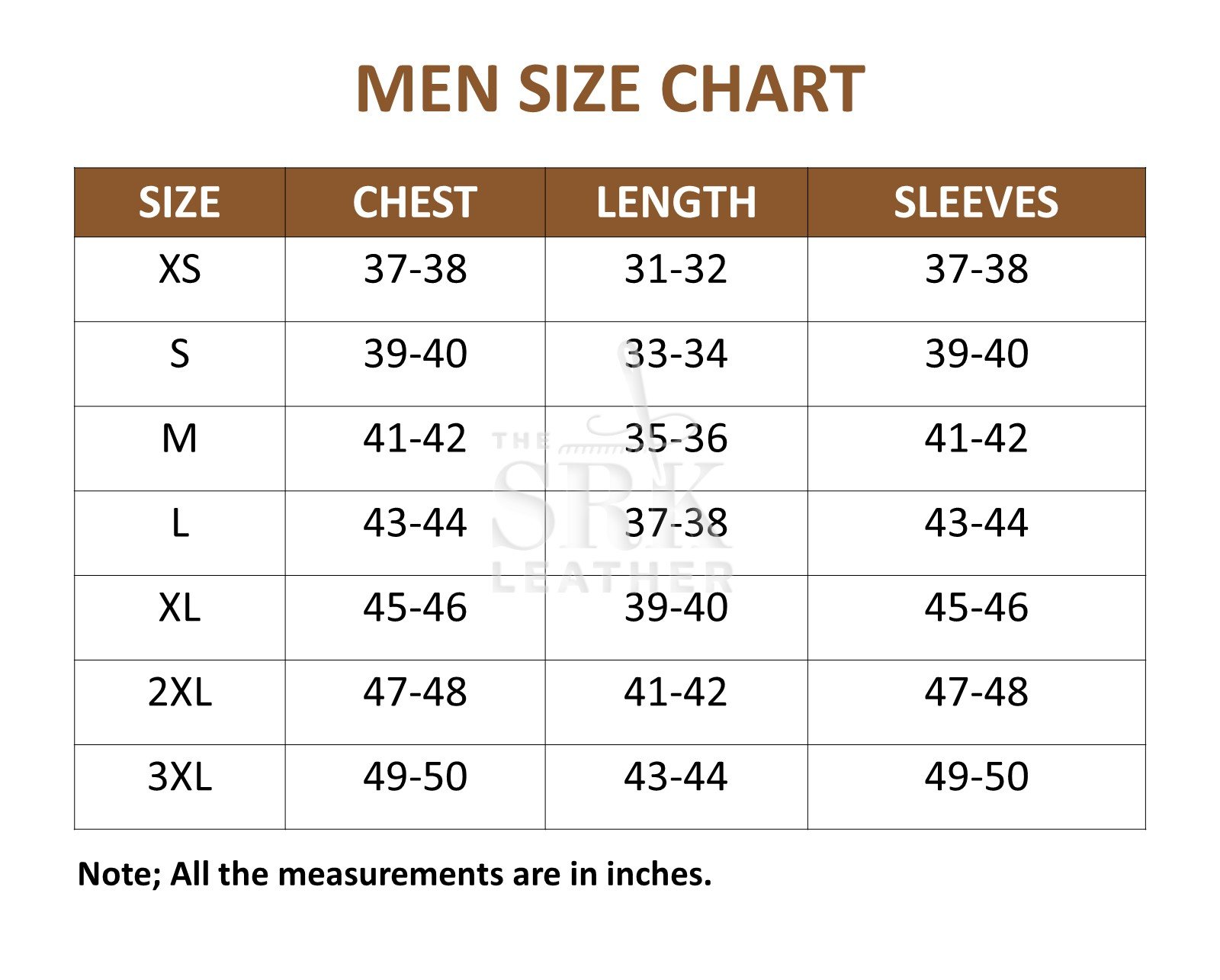 Size Chart Men