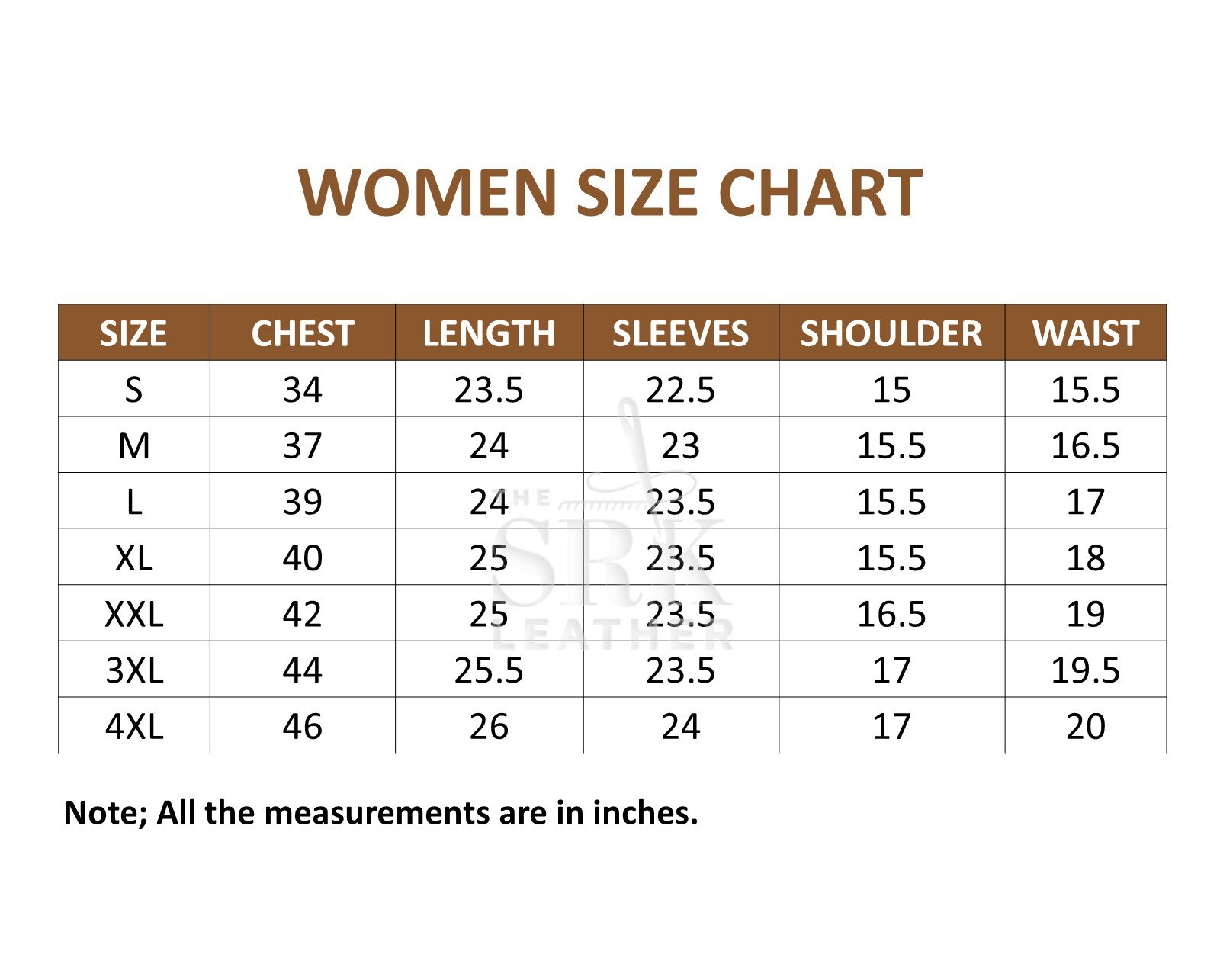 Size Chart Women