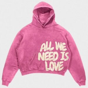 all we need is love pink hoodie