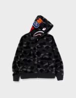 bape camo shark full zip black hoodie